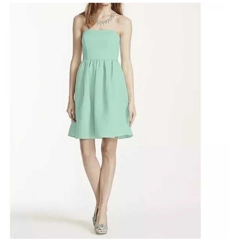 David's Bridal Strapless Mint Dress Sz.4